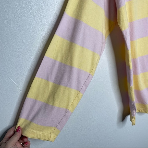 J Crew Slouchy Fit Yellow/Pink Striped Long Sleeve Shirt Size M - Picture 4 of 8